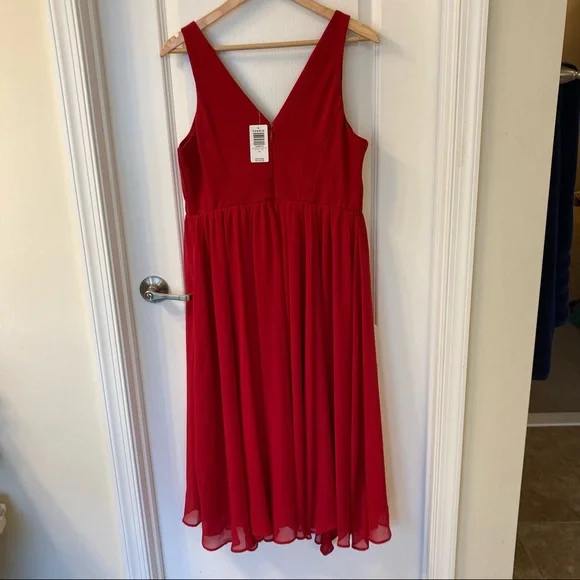open lace back dress Red Midi Chiffon Dress main image 0